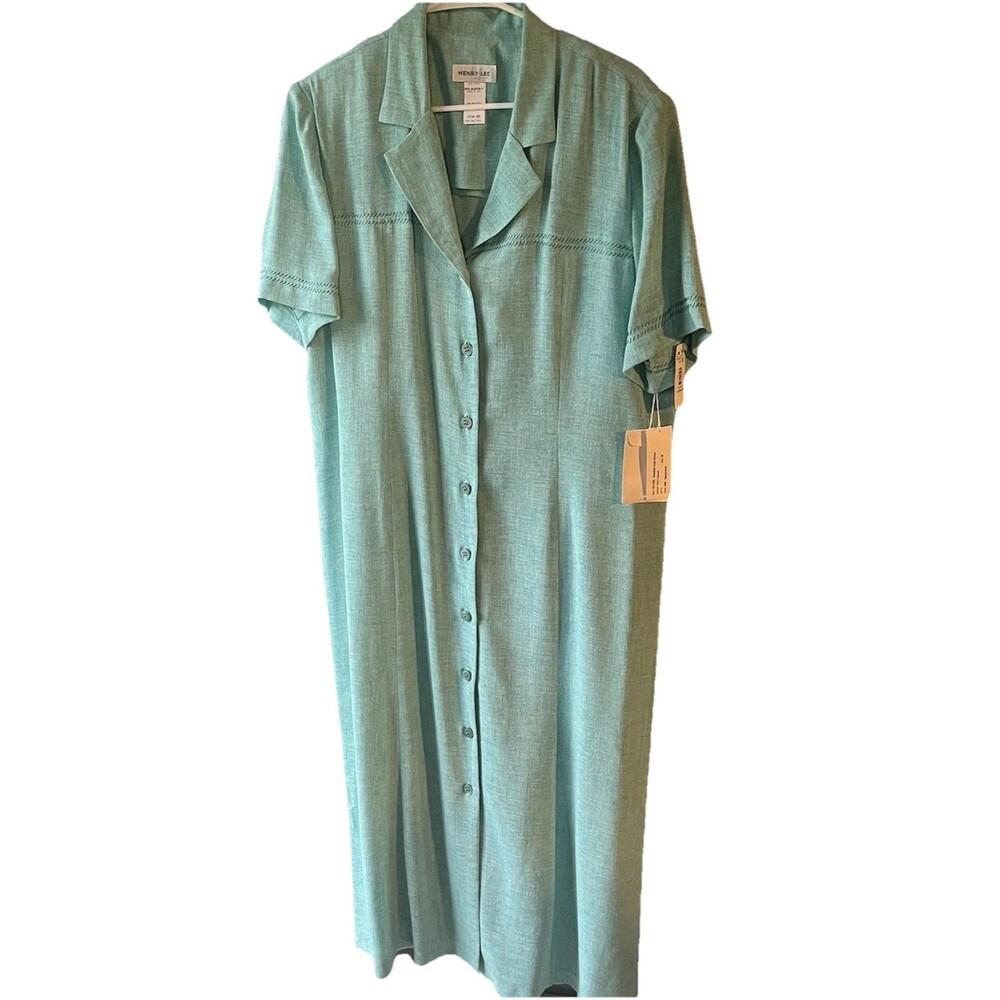 Henry Lee Vintage Brasilia Coat Maxi Dress Size 20 Spearmint Made In USA NWT
